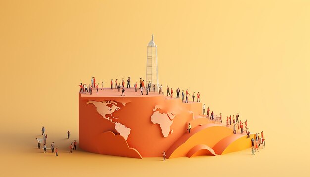 Diseño minimalista del cartel del día mundial de la población en 3D.