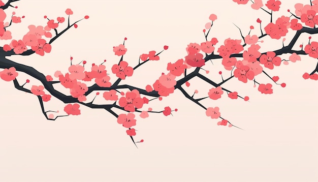 Diseño minimalista de carteles con flores de cerezo
