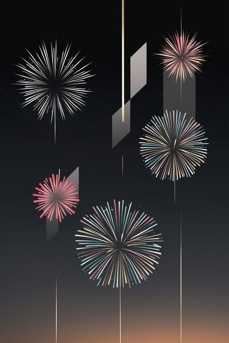 diseño minimalista de carteles de fuegos artificiales