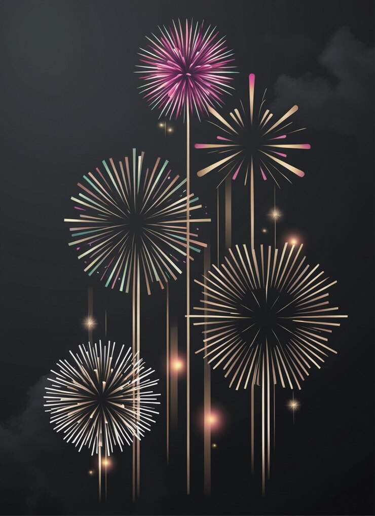 diseño minimalista de carteles de fuegos artificiales