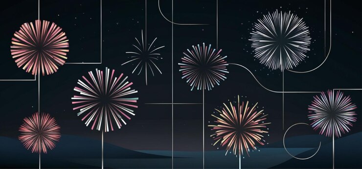diseño minimalista de carteles de fuegos artificiales