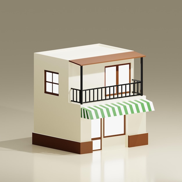 diseño minimalista de la casa de baja densidad 3D