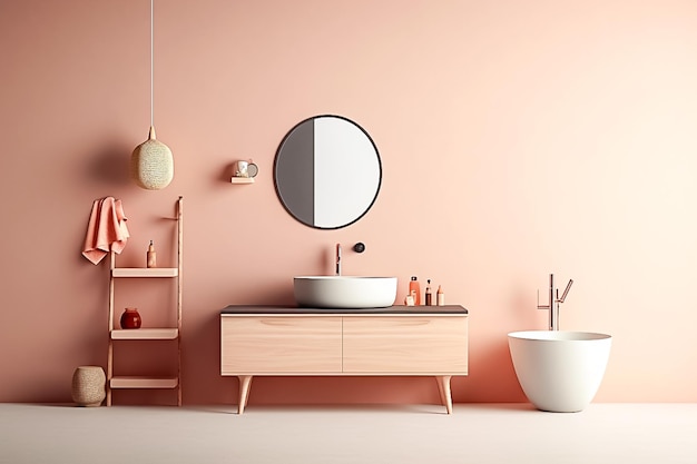 Diseño minimalista de escape de baño tranquilo para Serenity Ai generado