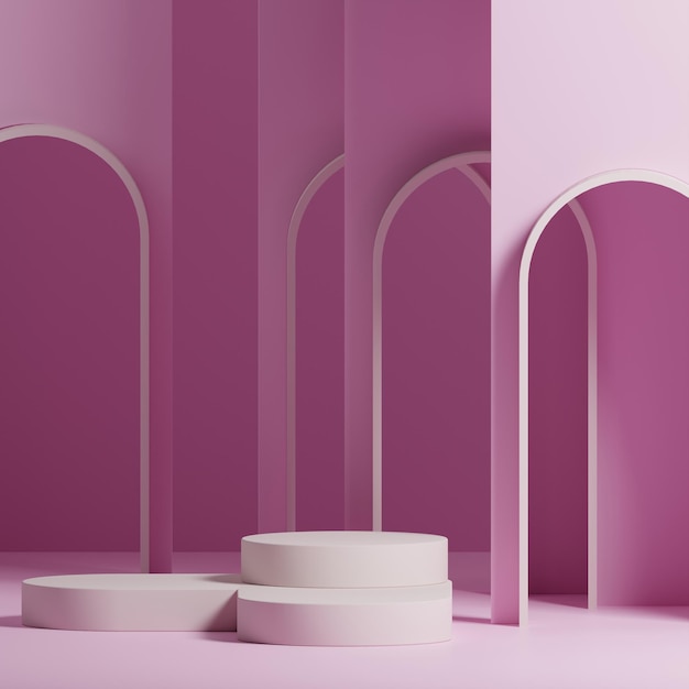 Diseño minimalista de escena pastel de forma geométrica abstracta para podio de exhibición de cosméticos o productos 3d PREM