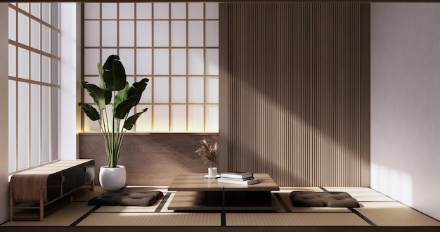 Diseño minimalista de estilo japonés de sala de estar