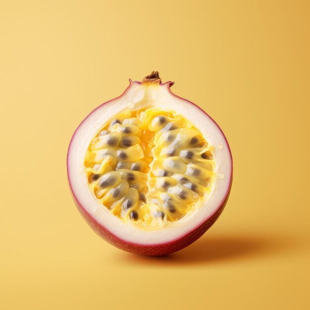 Diseño Minimalista De Fruta De La Pasión Sobre Fondo Amarillo Claro