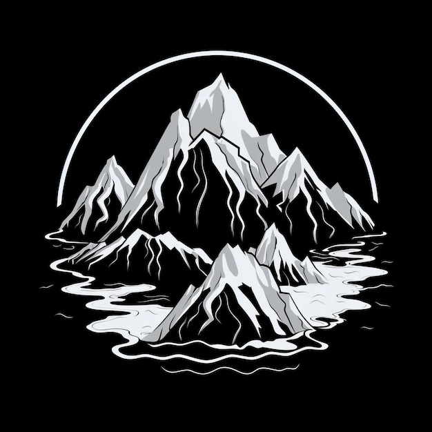 Diseño minimalista de glaciar y montaña.