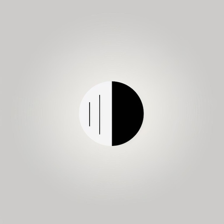 Foto diseño minimalista del icono de contraste en fondo blanco