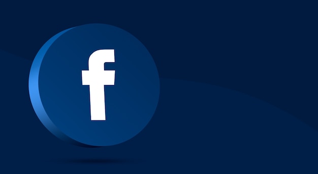 Diseño minimalista del logo de Facebook en círculo 3d