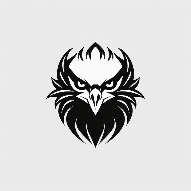 Diseño minimalista del logotipo de la máscara del pico del águila en un vector cambiante en blanco y negro