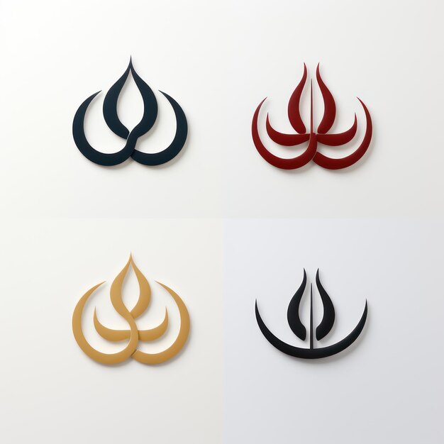 Diseño minimalista del logotipo y variaciones en fondo blanco