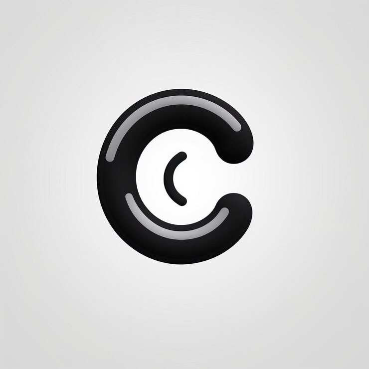 Foto diseño minimalista de logotipo vectorial 2d tubos negros que forman una forma de 'c' integrados con el icono del teléfono