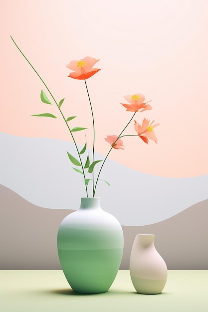 Un diseño minimalista de póster 3D que celebra la primavera