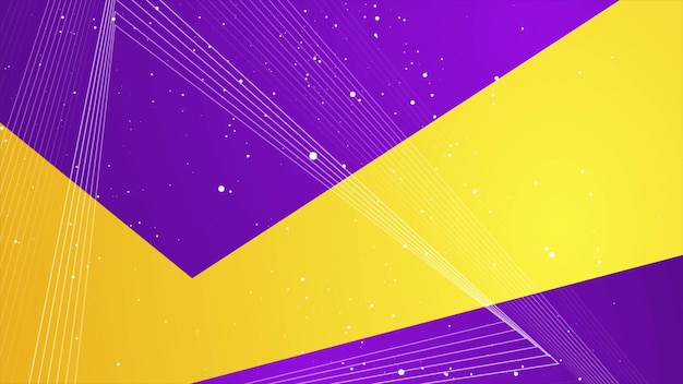 Diseño minimalista violeta y amarillo en contraste con puntos y líneas triangulares