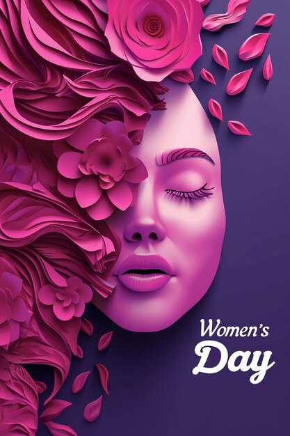 Diseño mínimo de cartel del Día de la Mujer en 3D