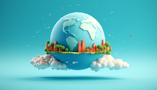 diseño mínimo del cartel del día mundial del ozono en 3D