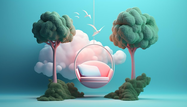 Diseño mínimo del cartel del día mundial de la salud mental en 3D