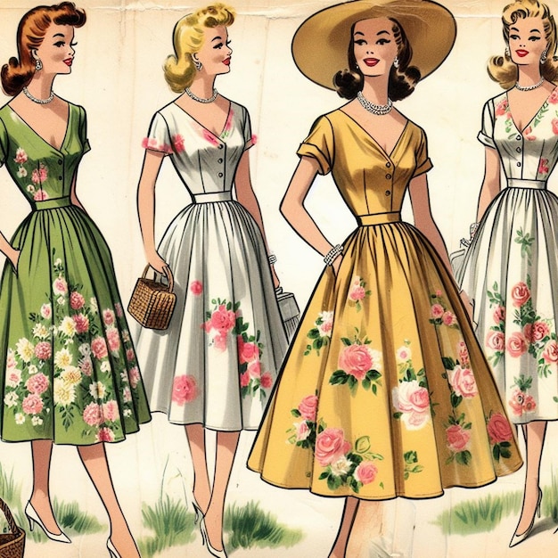 Diseño de moda de la década de 1950 concepto de dolce vita estilo vintage