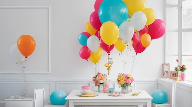 Diseño moderno y alegre con globos multi-ed brillantes