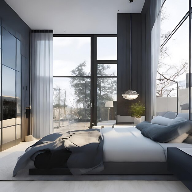 Diseño moderno de apartamentos 3d renderizar luz de fondo diseño interior