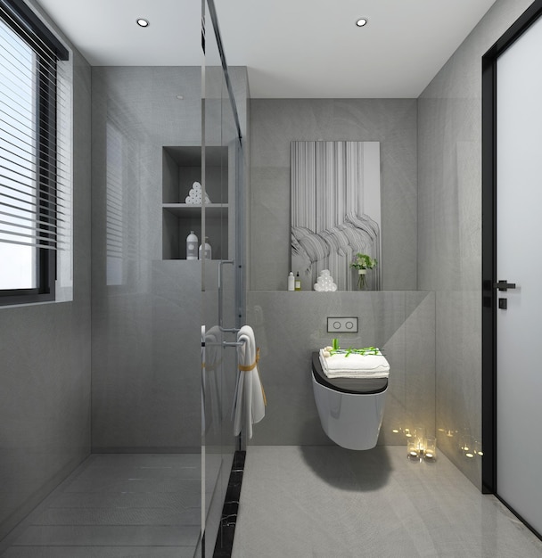 Diseño moderno de baños grises