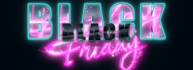 Diseño moderno de estilo revista, banner de Black Friday. Promoción de redes sociales, cartel de caída de precios de descuentos. Ilustración 3d espacio de copia de procesamiento 3D.