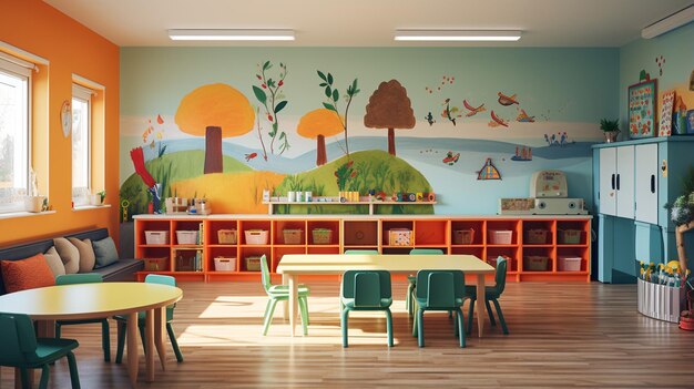 Foto diseño moderno de habitaciones para niños brillantes y coloridas