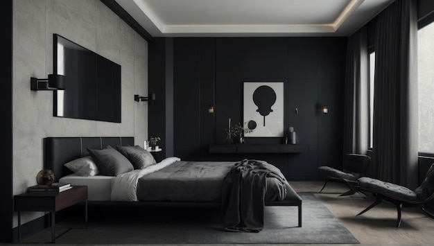 Diseño moderno de habitaciones de tono oscuro
