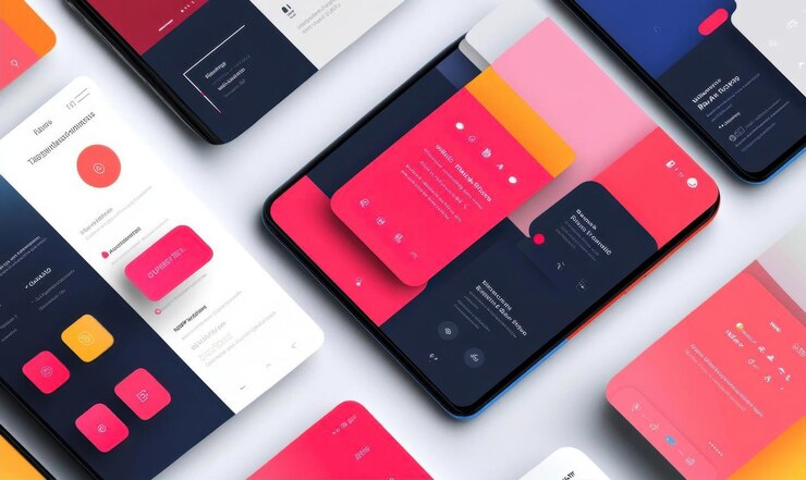 Foto diseño moderno de la interfaz de usuario del teléfono con esquema de colores rojo y negro