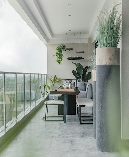 Diseño moderno y minimalista del balcón