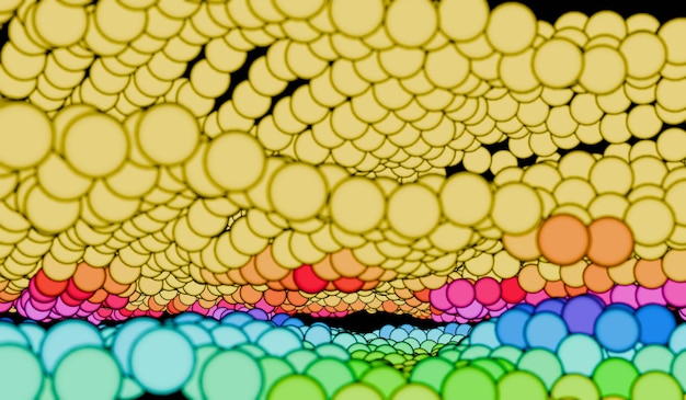 diseño moderno patrón multicolor ilustración 3D fondo abstracto círculo de onda multicolor diferentes niveles