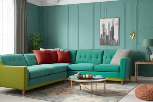 Diseño moderno de la sala de estar con un cómodo sofá y una decoración elegante