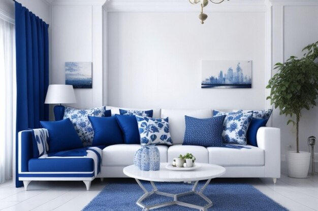 Diseño moderno de la sala de estar con un cómodo sofá y una decoración elegante
