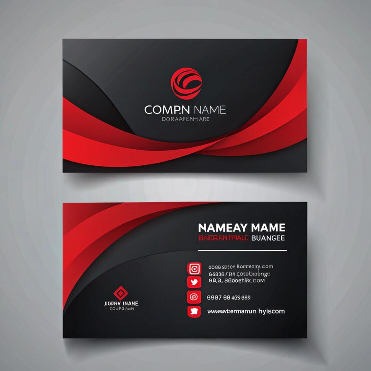 Diseño moderno de tarjetas de visita profesionales en rojo y negro