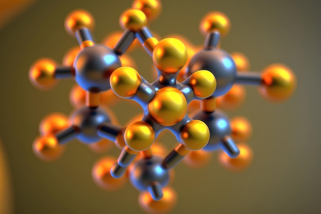 Diseño de moléculas abstractas Estructura molecular con partículas esféricas Generación de IA