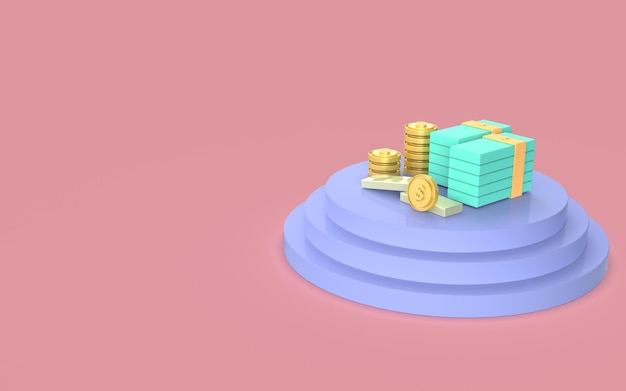 diseño moneda dinero oro pantalla ilustración lindo negocio financiero marketing representación 3d