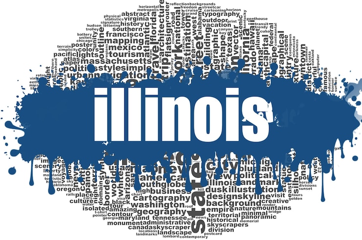 Foto diseño de nube de palabras de illinois