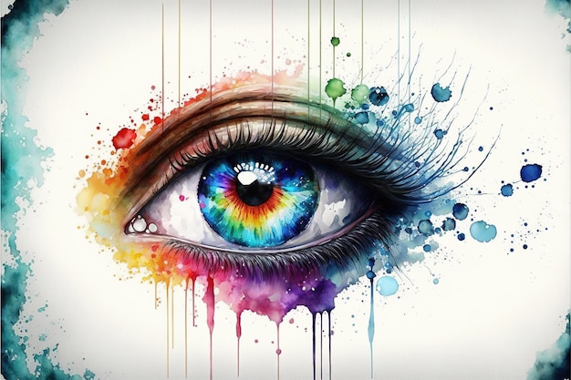 Diseño de ojos de colores vivos en la obra de arte abstracta moderna y creativa.