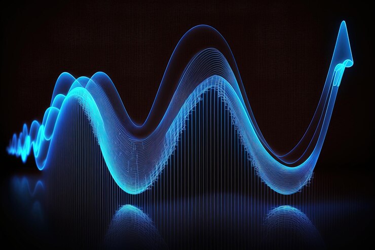 Diseño de ondas vectoriales voladoras de moda azul para exhibición de productos y presentaciones de negocios