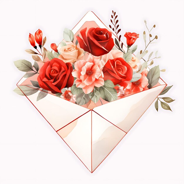 Diseño de Origami Corazón plegado Bolsillo Carta de amor Acuarela Papel Lov Clipart Camiseta Marco Decoración