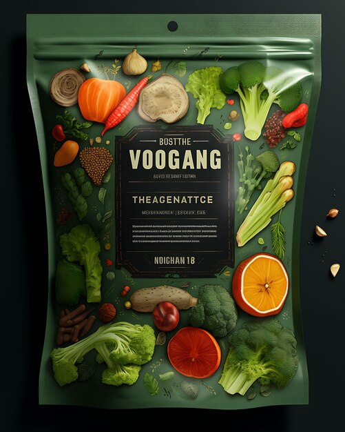 Foto diseño de la página web bolsa de bocadillos vegetarianos veganos en tonos libres de animales diseño de volante de póster verde vegano
