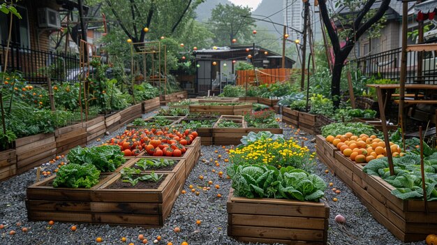 Foto diseño de paisajes comestibles para la agricultura urbana