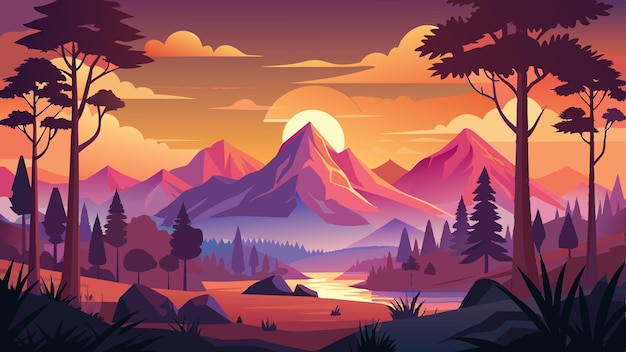 diseño de paisajes vectoriales con artes 3D e ilustración