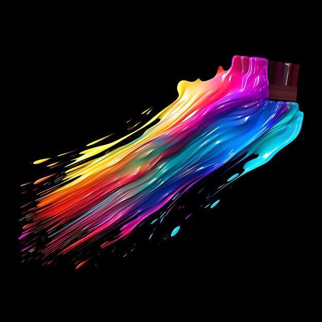 Diseño de paleta de pintura Arco iris artístico Líneas de neón angulares Pincel Clipart Diseño de camiseta Resplandor