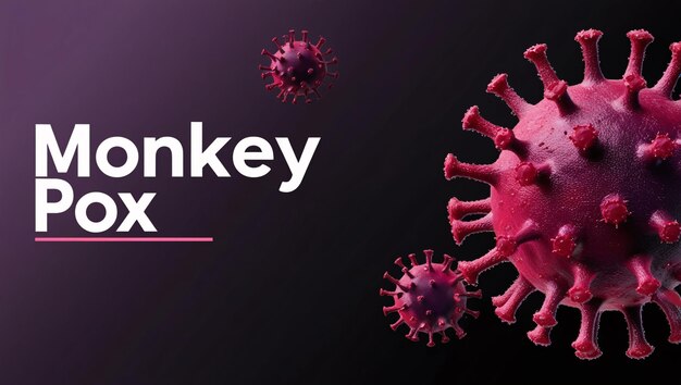 Un diseño de pancarta con el texto Monkeypox monkey pox virus propaga nuevo virus en el mundo monkeypox virus en el planeta monkeypoxt virus en el cuerpo