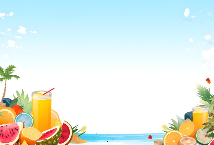 Diseño de pancartas de verano con bebidas y frutas