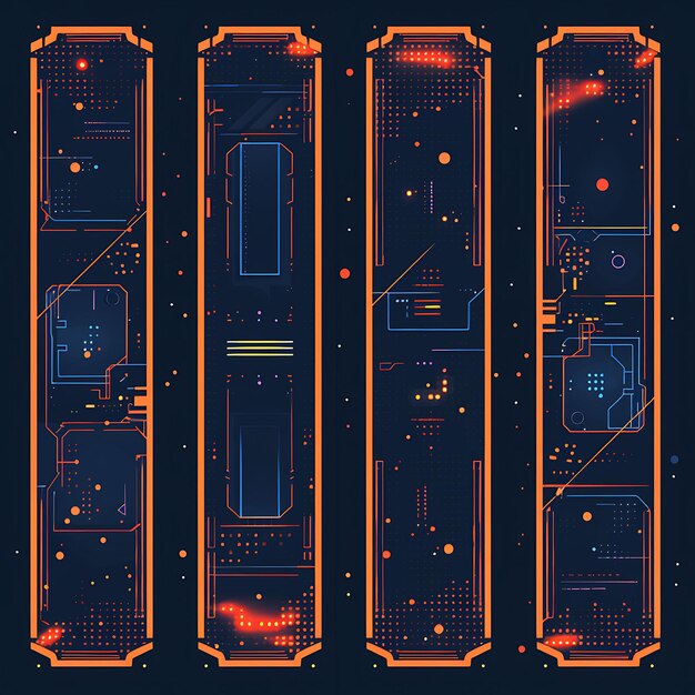 Diseño de panel vertical de pantalla de arcade de 90S colorido con ilustración de uvas pixeladas El elemento de tendencia