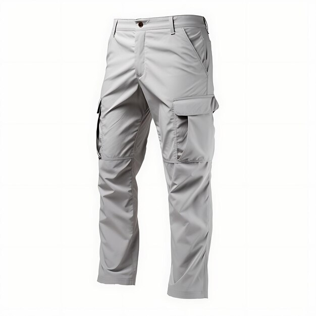 Diseño de pantalones de carga hechos de tela de twill de algodón con múltiples P aislados en blanco BG Blank