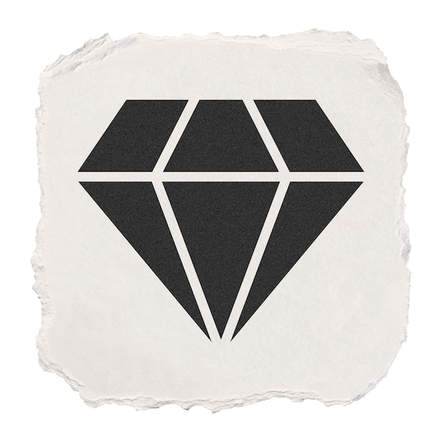 Diseño de papel rasgado con pegatina de icono png en forma de diamante sobre un fondo transparente