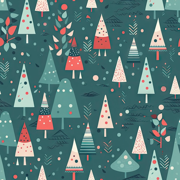 Diseño de papel de regalo de árbol de Navidad simplista